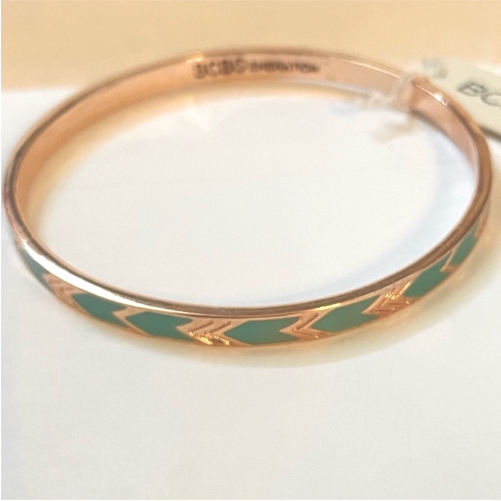 Bcbgeneration Rose Gold Tone Enamel Bracelet Turquoise Blue Green 34$